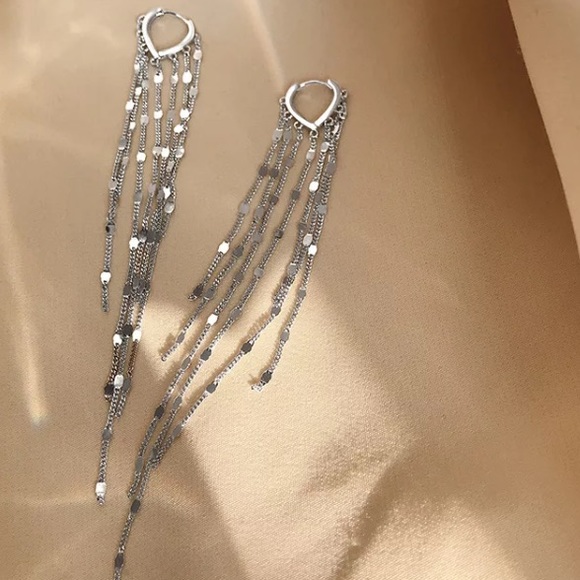 🤍Insta earrings dangle earrings white gold plated  earrings - Picture 2 of 5